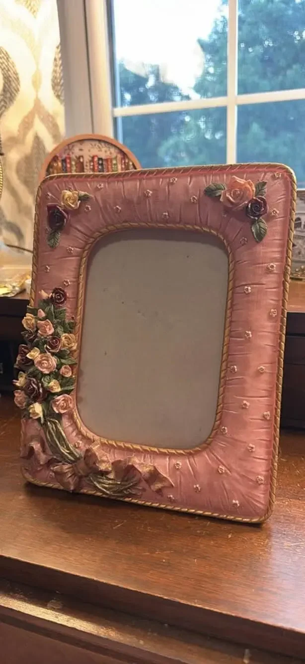 Late 90s Y2K Ganz 3D Pink Floral Picture Frame